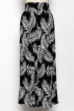 Tropical Leaf Print Wide Leg Pants